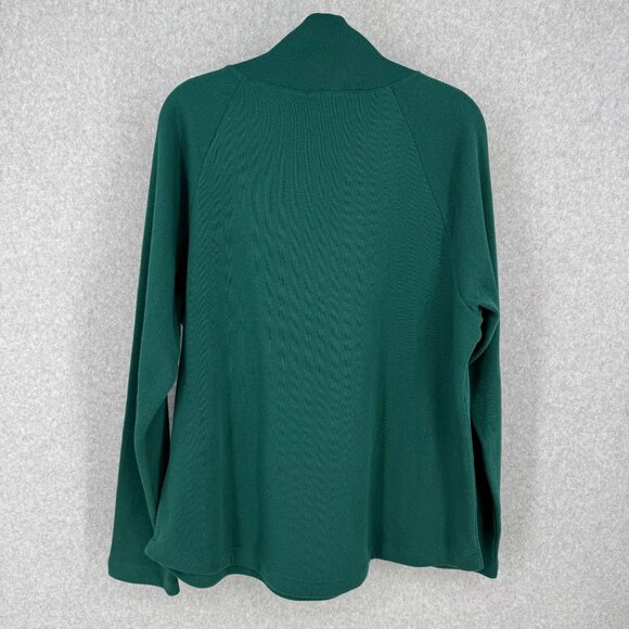 J Crew Womens Wide Collar Button Mockneck Pullover Sweatshirt Size XL Green NEW - Picture 3 of 10